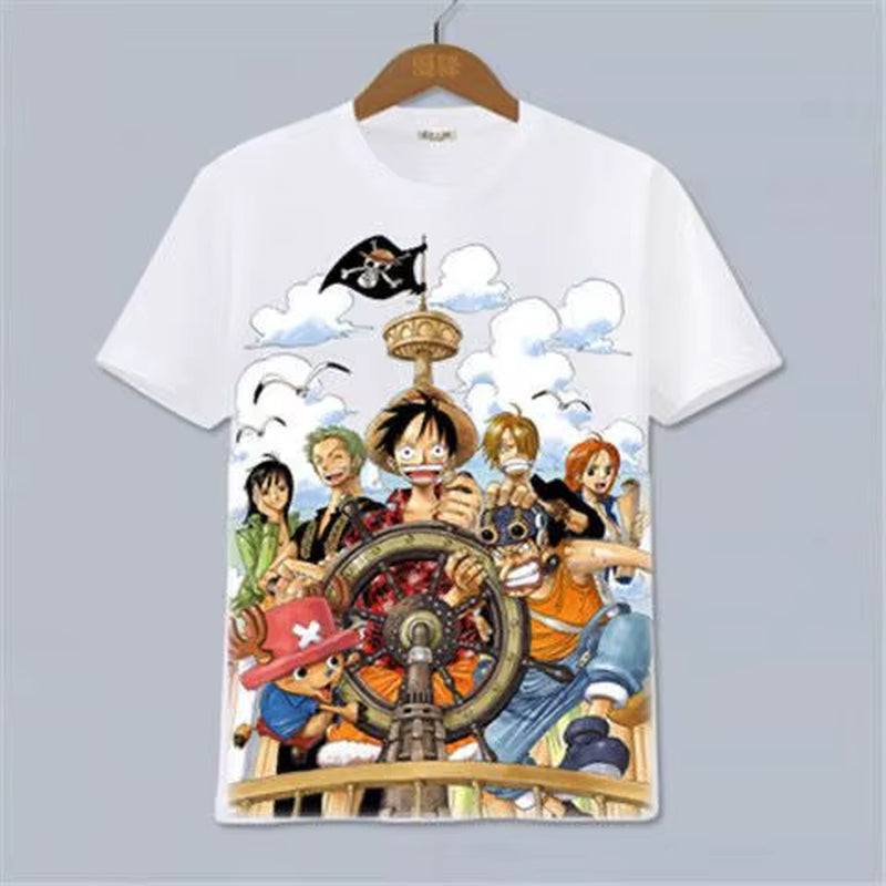 ONE PIECE Luffy, Ace, Sauron, Anime Peripheral Clothes Short-Sleeved Men'S and Women'S Cartoon T-Shirts Y2K