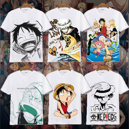 ONE PIECE Luffy, Ace, Sauron, Anime Peripheral Clothes Short-Sleeved Men'S and Women'S Cartoon T-Shirts Y2K