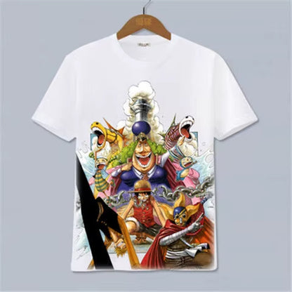 ONE PIECE Luffy, Ace, Sauron, Anime Peripheral Clothes Short-Sleeved Men'S and Women'S Cartoon T-Shirts Y2K