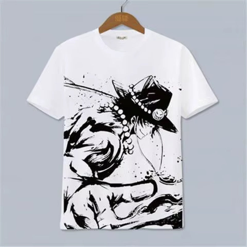 ONE PIECE Luffy, Ace, Sauron, Anime Peripheral Clothes Short-Sleeved Men'S and Women'S Cartoon T-Shirts Y2K