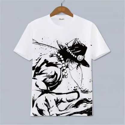 ONE PIECE Luffy, Ace, Sauron, Anime Peripheral Clothes Short-Sleeved Men'S and Women'S Cartoon T-Shirts Y2K