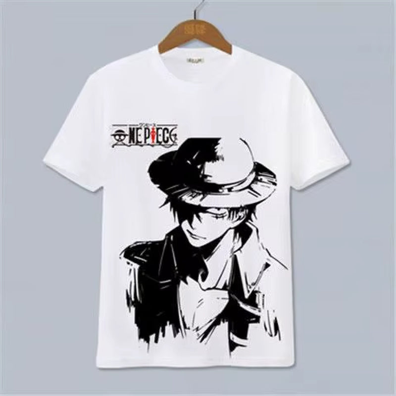 ONE PIECE Luffy, Ace, Sauron, Anime Peripheral Clothes Short-Sleeved Men'S and Women'S Cartoon T-Shirts Y2K