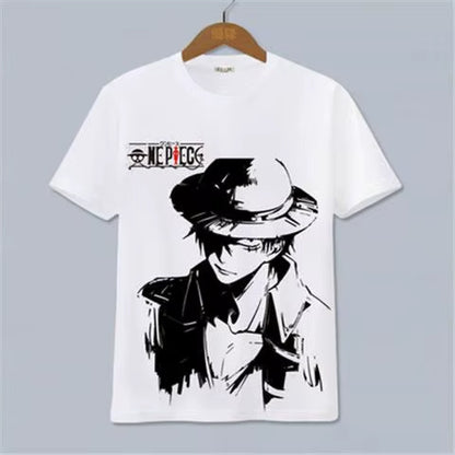 ONE PIECE Luffy, Ace, Sauron, Anime Peripheral Clothes Short-Sleeved Men'S and Women'S Cartoon T-Shirts Y2K
