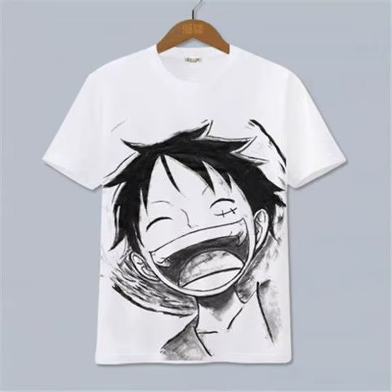 ONE PIECE Luffy, Ace, Sauron, Anime Peripheral Clothes Short-Sleeved Men'S and Women'S Cartoon T-Shirts Y2K