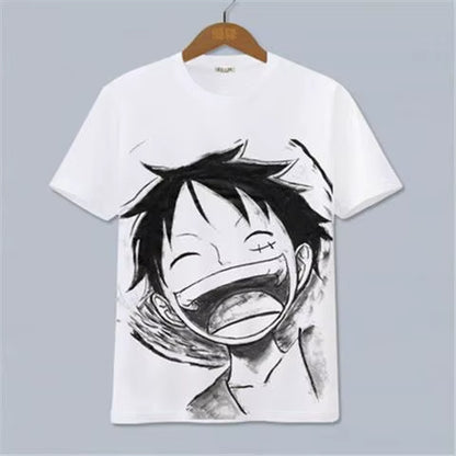 ONE PIECE Luffy, Ace, Sauron, Anime Peripheral Clothes Short-Sleeved Men'S and Women'S Cartoon T-Shirts Y2K