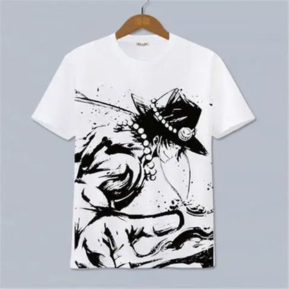 The 2026 New Hot Selling ONE PIECE Luffy, Ace，Sauron， Anime Peripheral Clothing Short Sleeved Men'S and Women'S Cartoon Y2K
