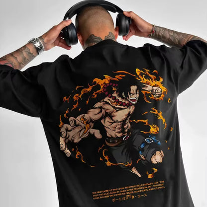Camiseta clásica de cómic Manga corta Cuello redondo Verano Parejas para hombres y mujeres