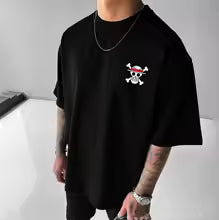 Camiseta clásica de cómic Manga corta Cuello redondo Verano Parejas para hombres y mujeres