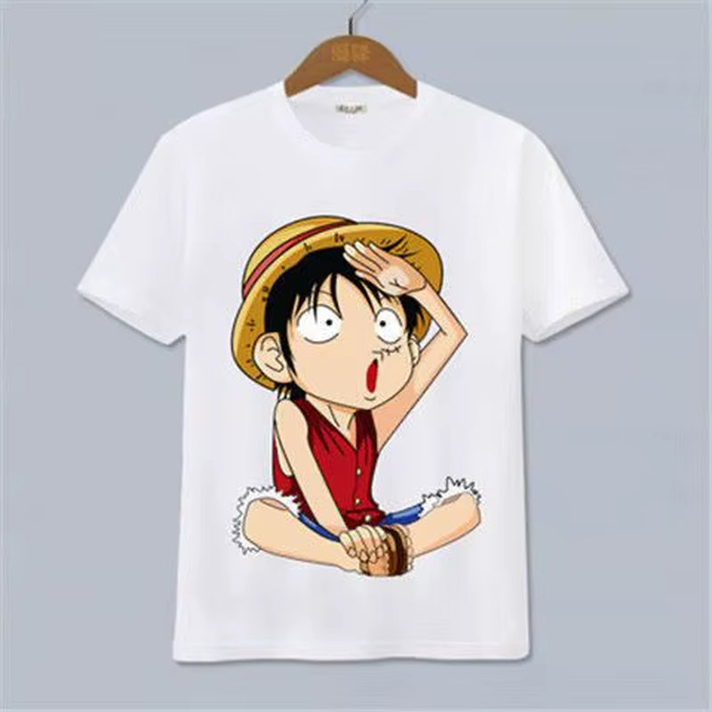 ONE PIECE Luffy, Ace, Sauron, Anime Peripheral Clothes Short-Sleeved Men'S and Women'S Cartoon T-Shirts Y2K