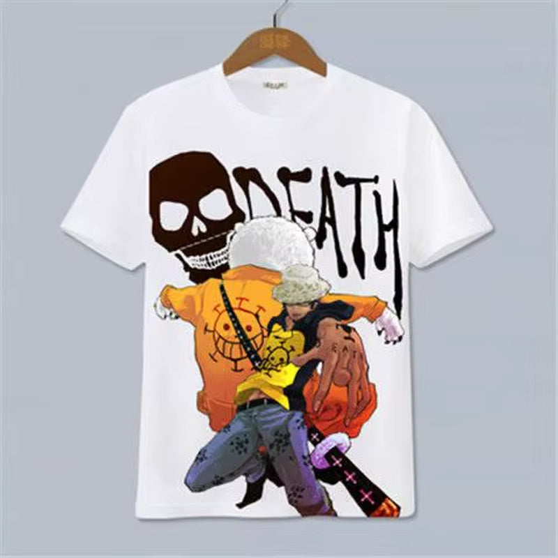 ONE PIECE Luffy, Ace, Sauron, Anime Peripheral Clothes Short-Sleeved Men'S and Women'S Cartoon T-Shirts Y2K