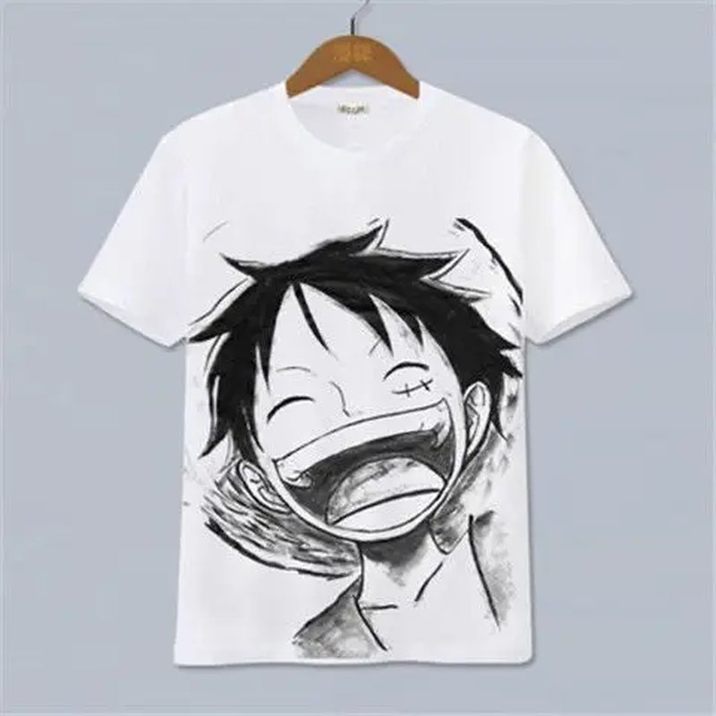 The 2026 New Hot Selling ONE PIECE Luffy, Ace，Sauron， Anime Peripheral Clothing Short Sleeved Men'S and Women'S Cartoon Y2K